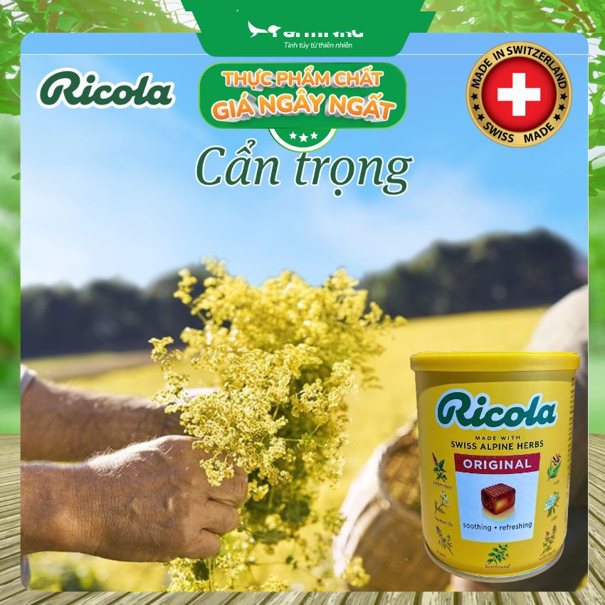 Kẹo Ngậm Ho Ricola Orignal 250g Hộp Thiếc - Thảo Mộc Thuần Khiết Từ Thụy Sĩ