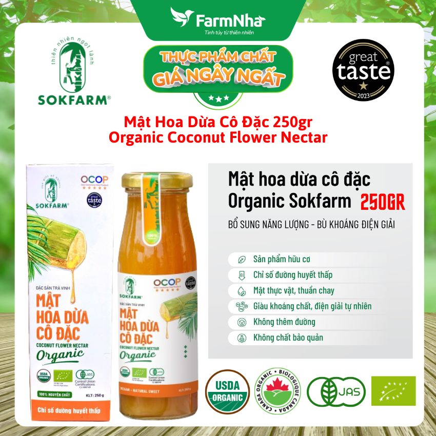 Mật hoa dừa Sokfarm 250g - Bổ sung khoáng chất và kiểm soát đường huyết hiệu quả