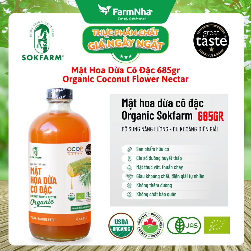 Mật hoa dừa Sokfarm 685gr - Bổ sung khoáng chất và kiểm soát đường huyết hiệu quả