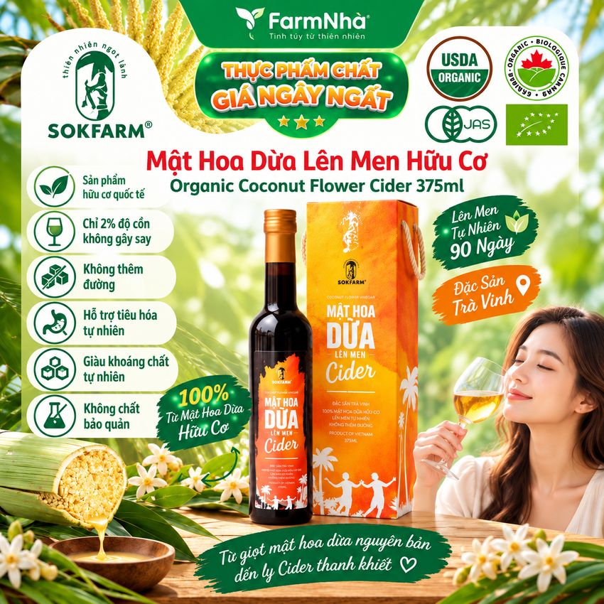 Mật Hoa Dừa Lên Men Cider Sokfarm 375ml - Thưởng Thức Hương Vị Lôi Cuốn Và Hấp Dẫn