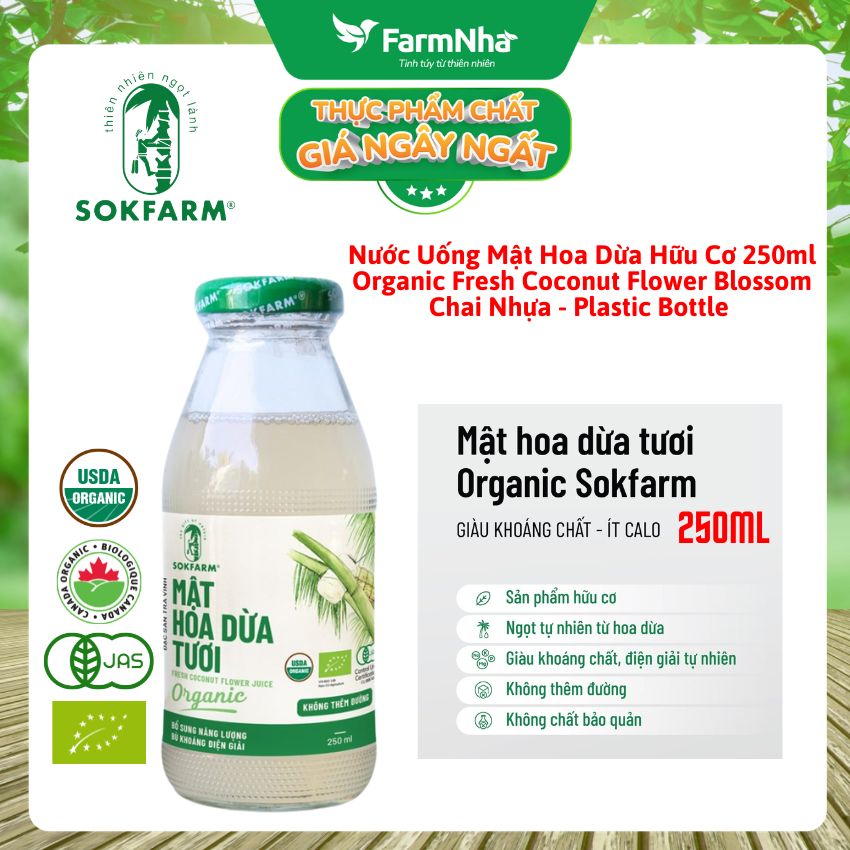 Nước Uống Mật Hoa Dừa Sokfarm 250ml Thủy Tinh – Giải Khát Thanh Mát, Bù Khoáng Tự Nhiên
