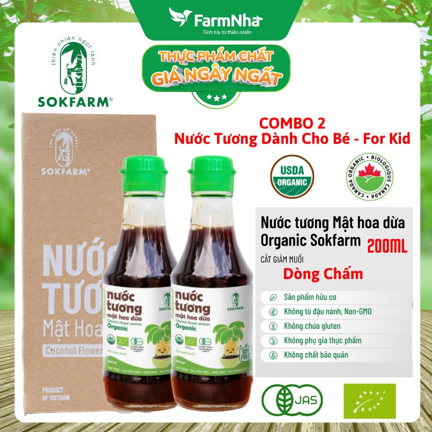 Nước Tương Mật Hoa Dừa Hữu Cơ Sokfarm 200ml Cho Bé | Nước Chấm Hữu Cơ Ít Muối