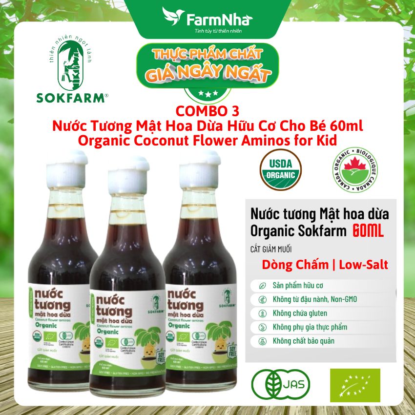 Nước Tương Mật Hoa Dừa Hữu Cơ Sokfarm 60ml Cho Bé | Nước Chấm Hữu Cơ Ít Muối
