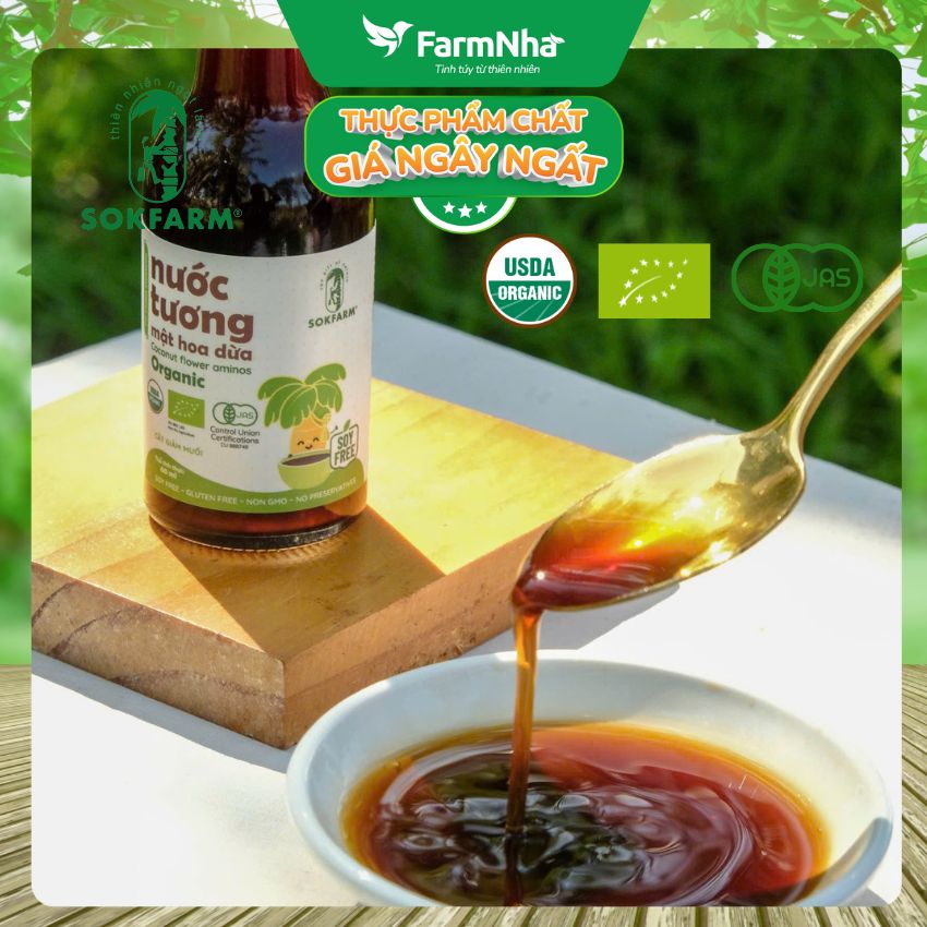 Nước Tương Mật Hoa Dừa Hữu Cơ Sokfarm 60ml Cho Bé | Nước Chấm Hữu Cơ Ít Muối