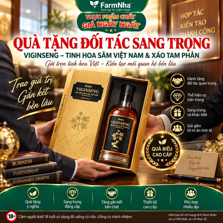 Rượu Viginseng 750ml 22% vol - Tinh Hoa Sâm Việt Nam, Quà Tặng Cao Cấp Sang Trọng