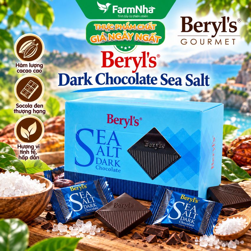 Socola Beryls 60g Dark Chocolate Sea Salt - Hương vị độc đáo hấp dẫn từ biển cả