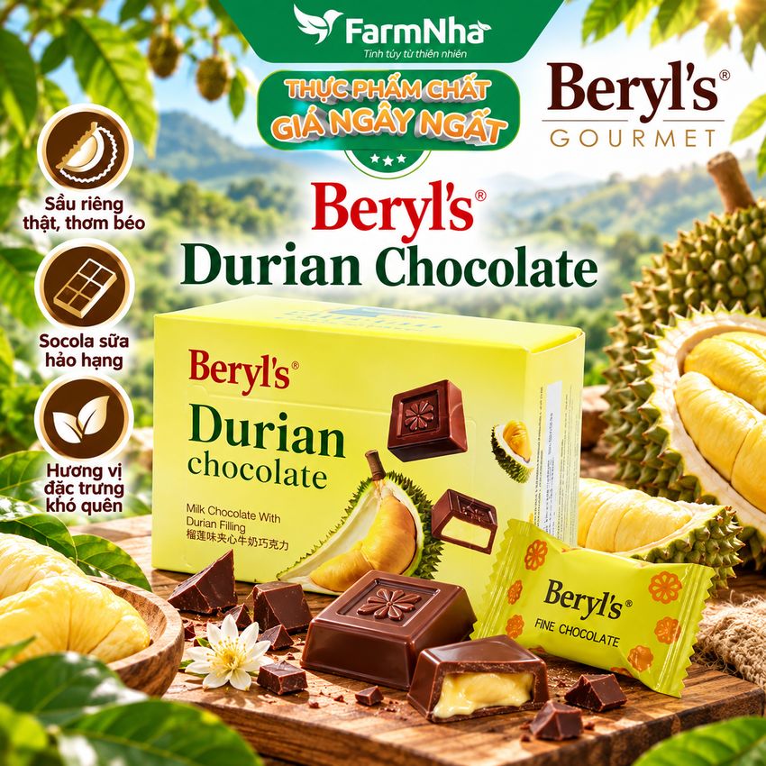 Socola Beryls Durian 60g - Vị Sầu Riêng Thơm Ngon Khó Cưỡng