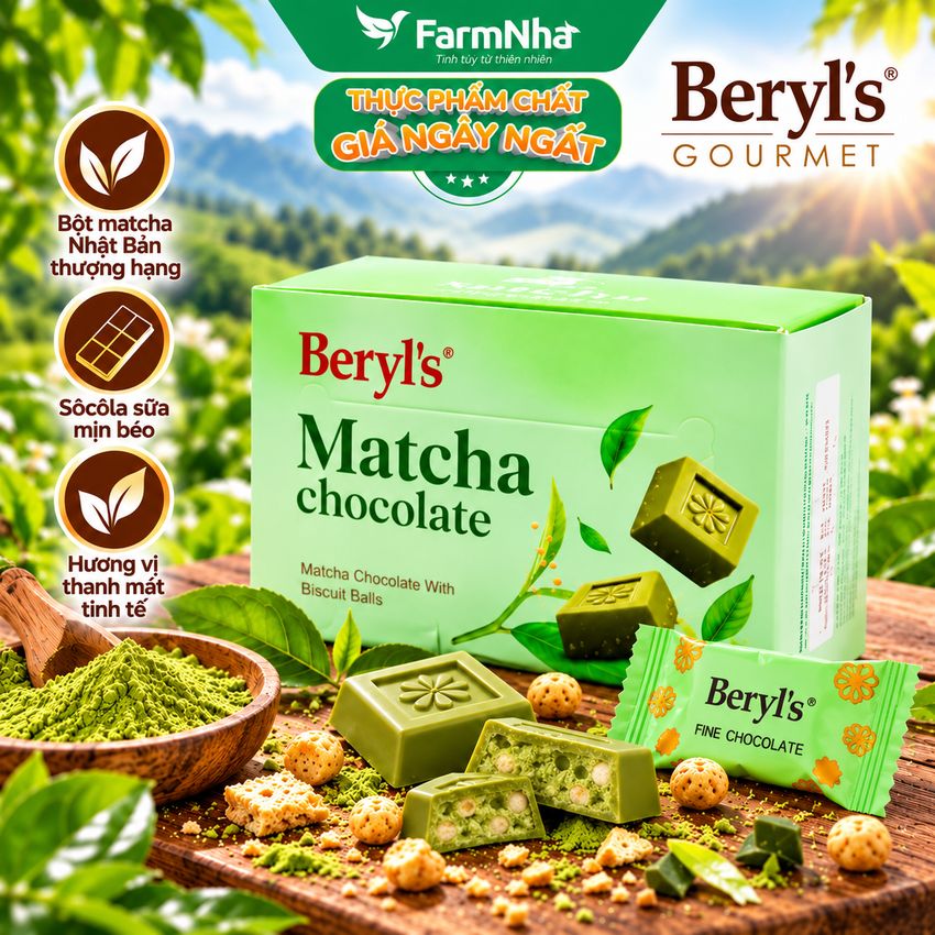 Socola Beryls Matcha 60g - Vị Trà Xanh Nhật Bản, Ngon Chuẩn Gu Tín Đồ Matcha