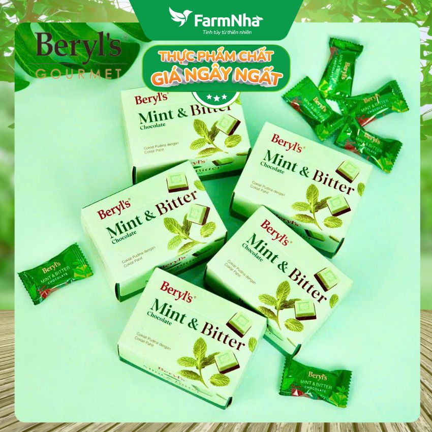 Socola Beryls Mint & Bitter Chocolate 60g | Socola Đắng Bạc Hà, Hương Vị Đậm Đà Mát Lạnh