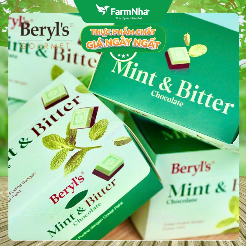 Socola Beryls Mint & Bitter Chocolate 60g | Socola Đắng Bạc Hà, Hương Vị Đậm Đà Mát Lạnh