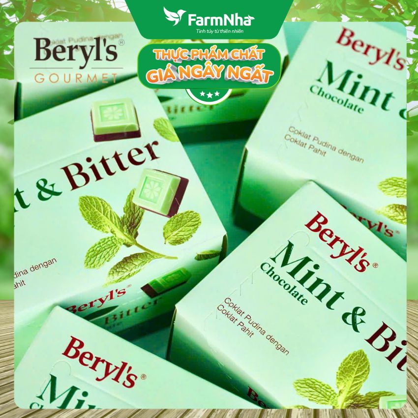 Socola Beryls Mint & Bitter Chocolate 60g | Socola Đắng Bạc Hà, Hương Vị Đậm Đà Mát Lạnh