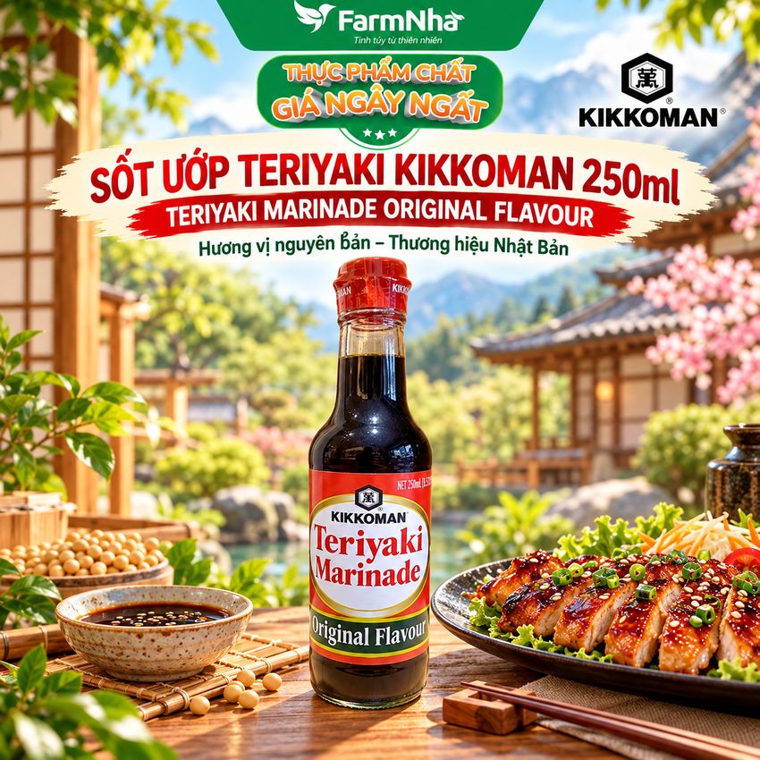Nước sốt Teriyaki Marinade Original Flavour Kikkoman 250ml – Vị Teriyaki truyền thống chuẩn Nhật