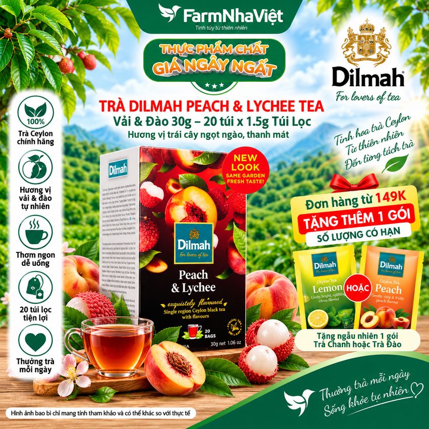 Trà Dilmah Peach & Lychee Hương Đào Và Vải Túi Lọc 30g 20 túi x 1.5g