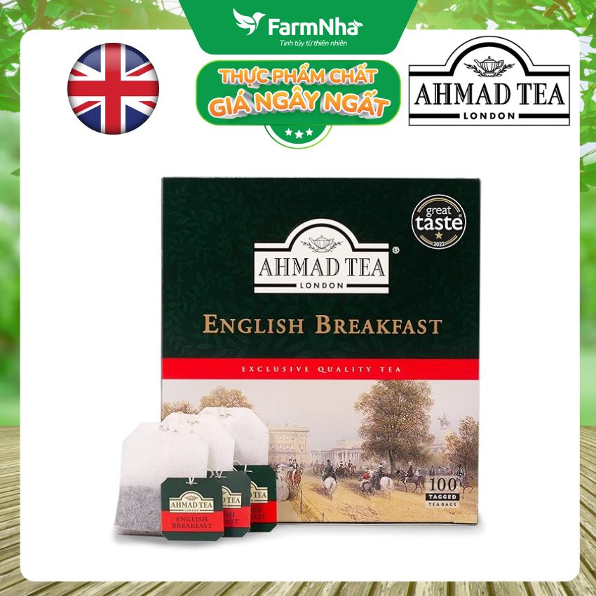 Trà Ahmad English Breakfast 200g 100 Túi Lọc – Hương Vị Điểm Tâm Truyền Thống Anh Quốc