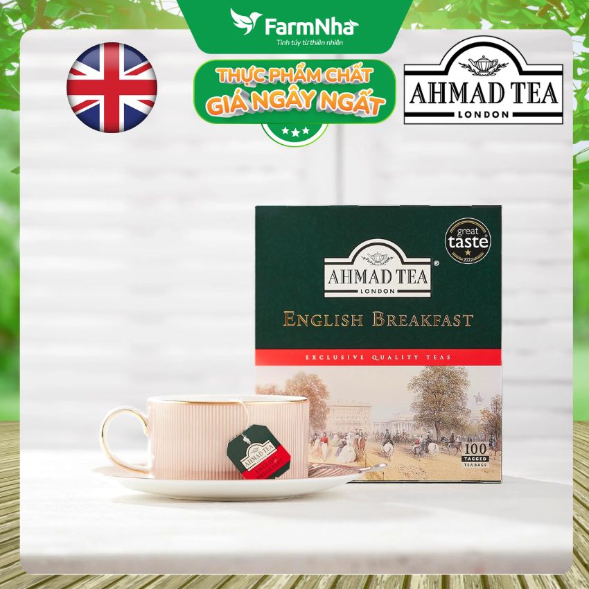 Trà Ahmad English Breakfast 200g 100 Túi Lọc – Hương Vị Điểm Tâm Truyền Thống Anh Quốc