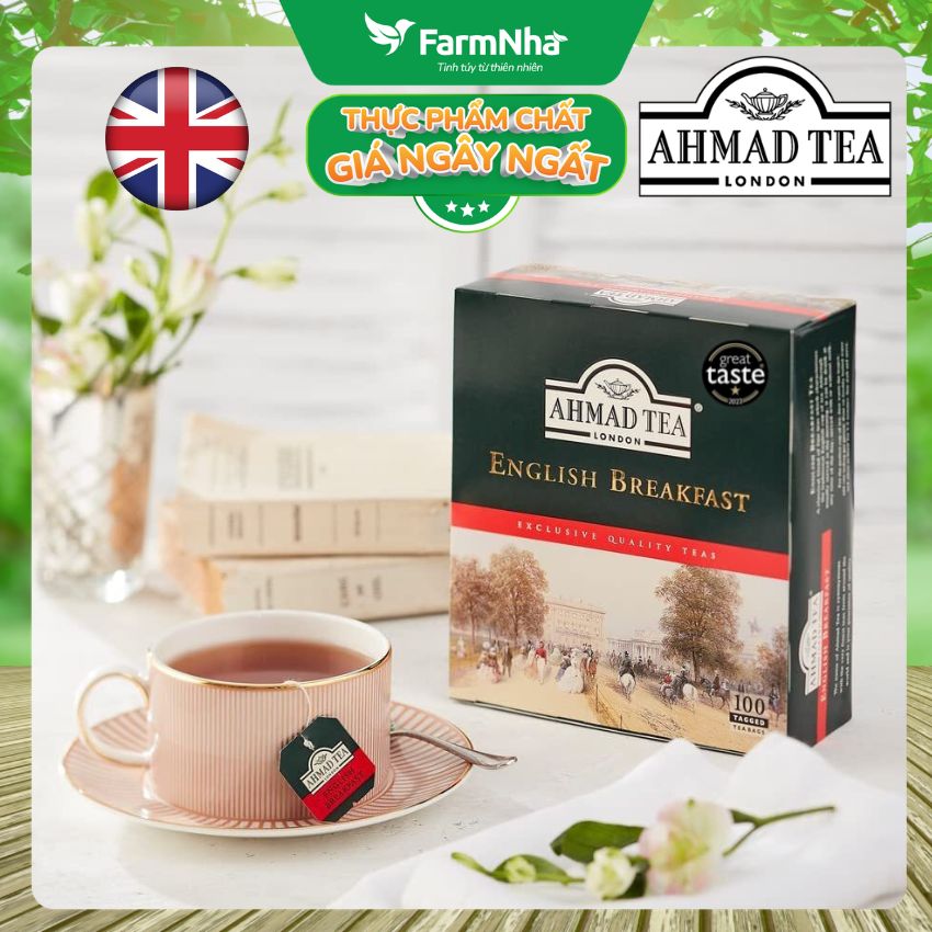 Trà Ahmad English Breakfast 200g 100 Túi Lọc – Hương Vị Điểm Tâm Truyền Thống Anh Quốc