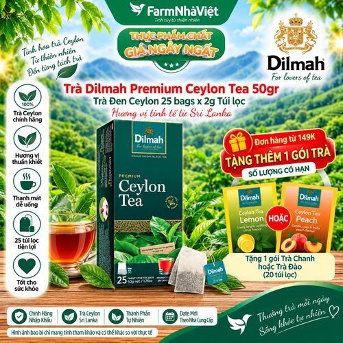 Trà Dilmah Premium Ceylon Tea 50g (25 Túi x 2g) – TRÀ ĐEN CEYLON NGUYÊN CHẤT TỪ SRI LANKA