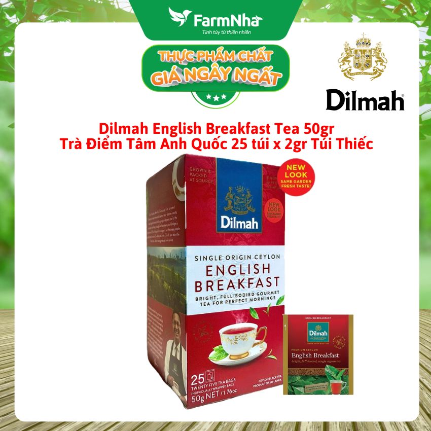 Trà Dilmah English Breakfast Tea 50g 25 Túix2g Túi Thiếc – Trà Buổi Sáng Anh Quốc Tuyệt Vời