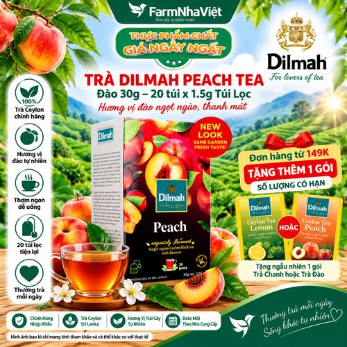 Trà Dilmah Peach hương Đào túi lọc 30g 20 túi x 1.5g - Tinh hoa trà Sri Lanka