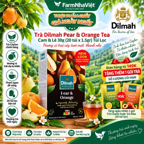 Trà Dilmah Pear & Orange 30g 20 túi x 1.5g Hương Cam Lê - Tinh hoa trà Sri Lanka