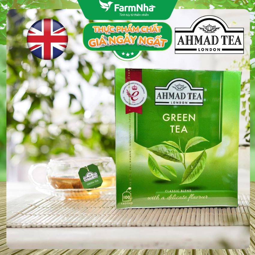 Trà Xanh Ahmad Green Tea 200g 100x2g Chỉ Túi Lọc – Hương Vị Thanh Khiết & Tinh Tế