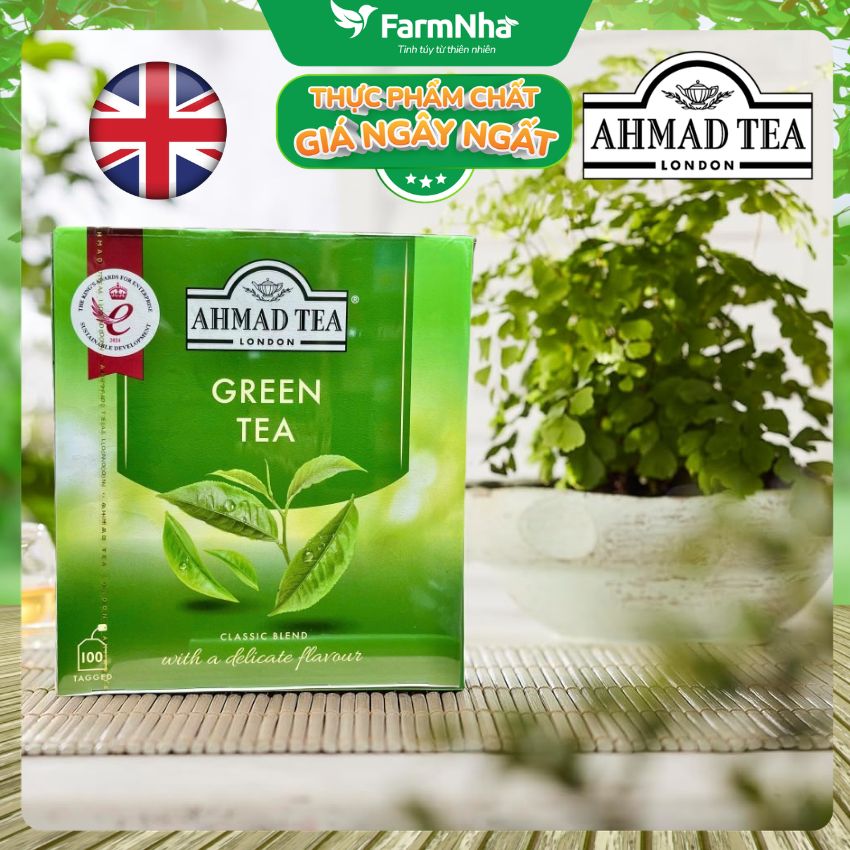 Trà Xanh Ahmad Green Tea 200g 100x2g Chỉ Túi Lọc – Hương Vị Thanh Khiết & Tinh Tế
