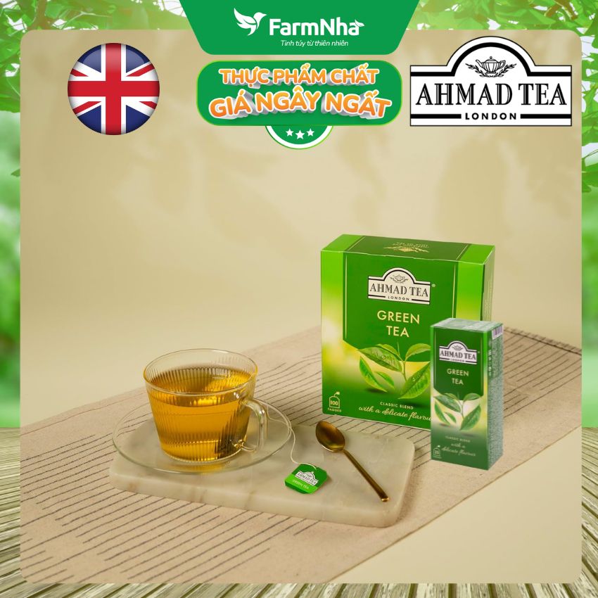 Trà Xanh Ahmad Green Tea 200g 100x2g Chỉ Túi Lọc – Hương Vị Thanh Khiết & Tinh Tế