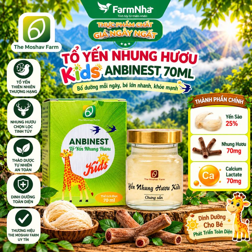 Tổ Yến Nhung Hươu ANBINEST Kids 70ml – Dinh Dưỡng Vượt Trội Cho Trẻ Em Phát Triển Toàn Diện
