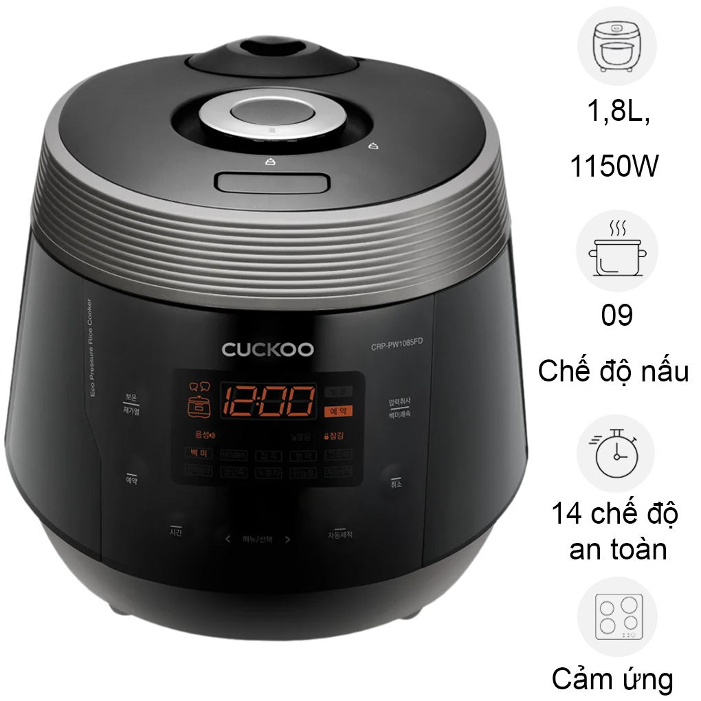Nồi Cơm Điện Tử Áp Suất Cuckoo CRP-PWV1008F/BKDSCRVNCV – 1.8 Lít