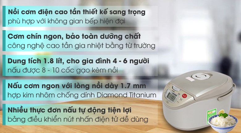Nồi cơm điện cao tầng TOSHIBA 1.8 lít RC-18RH(CG)VN