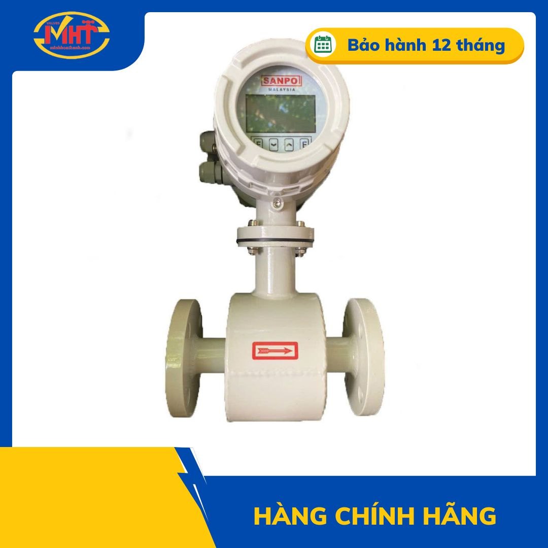 Đồng hồ đo lương lượng nước điện từ màn hình liền SANPO DN200