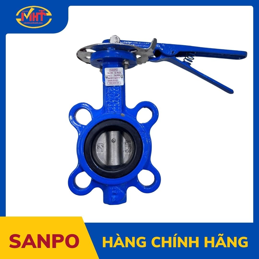 Van bướm tay gạt Sanpo DN50 I Chính hãng