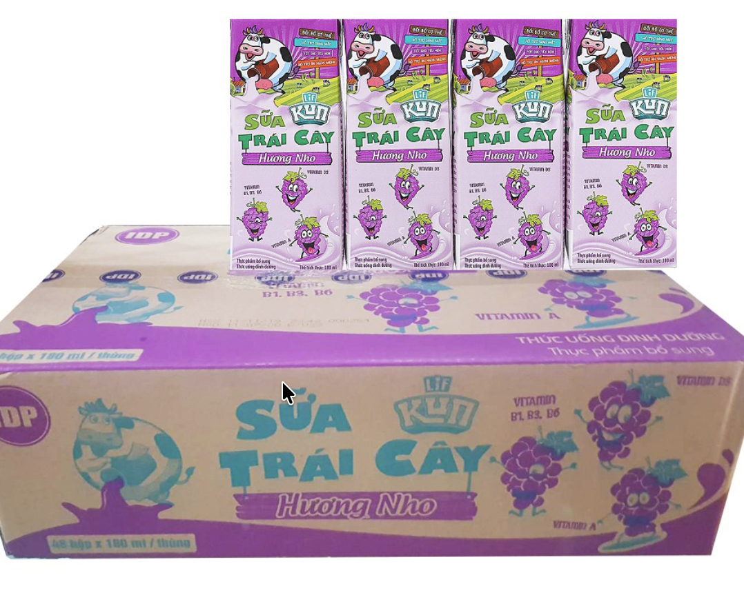 Sữa Kun vị nho to 180 ml