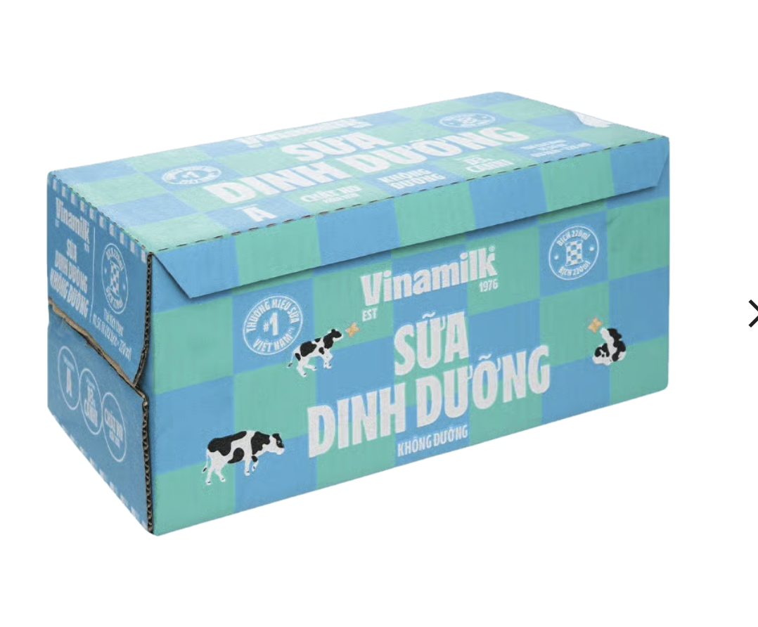 Sữa dinh dưỡng VINAMILK không đường gói 220ml