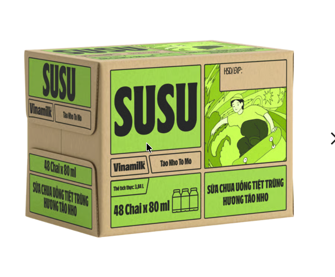 Sữa chua uống tiệt trùng VINAMILK SUSU hương táo chai 80ml