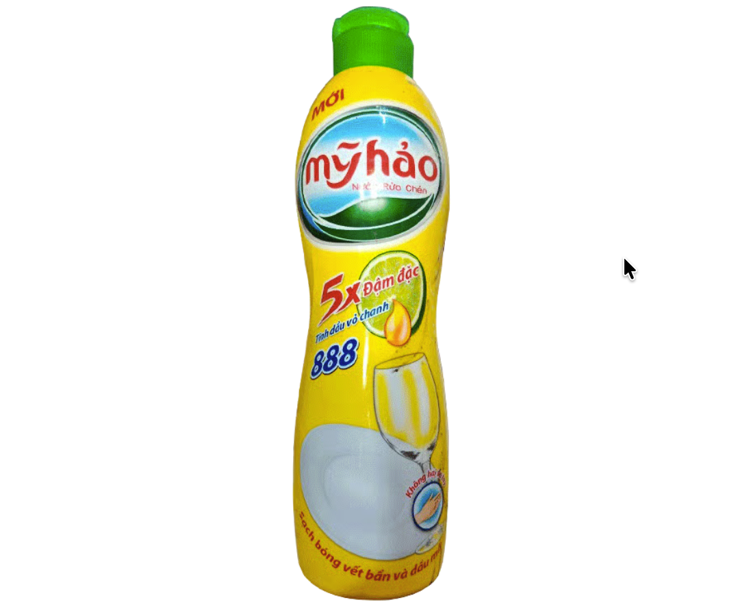 Nước rửa chén MỸ HẢO 5X tinh dầu vỏ chanh 888 chai 390g