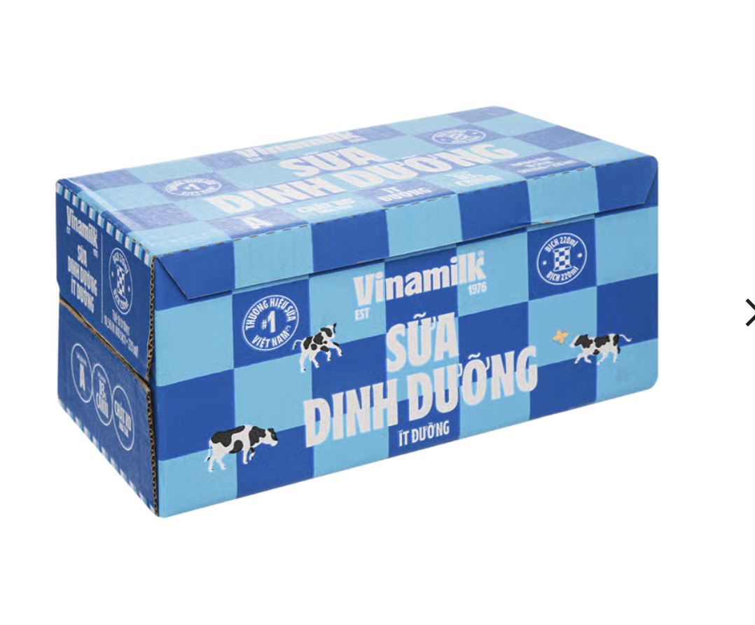 Sữa dinh dưỡng VINAMILK ít đường gói 220ml