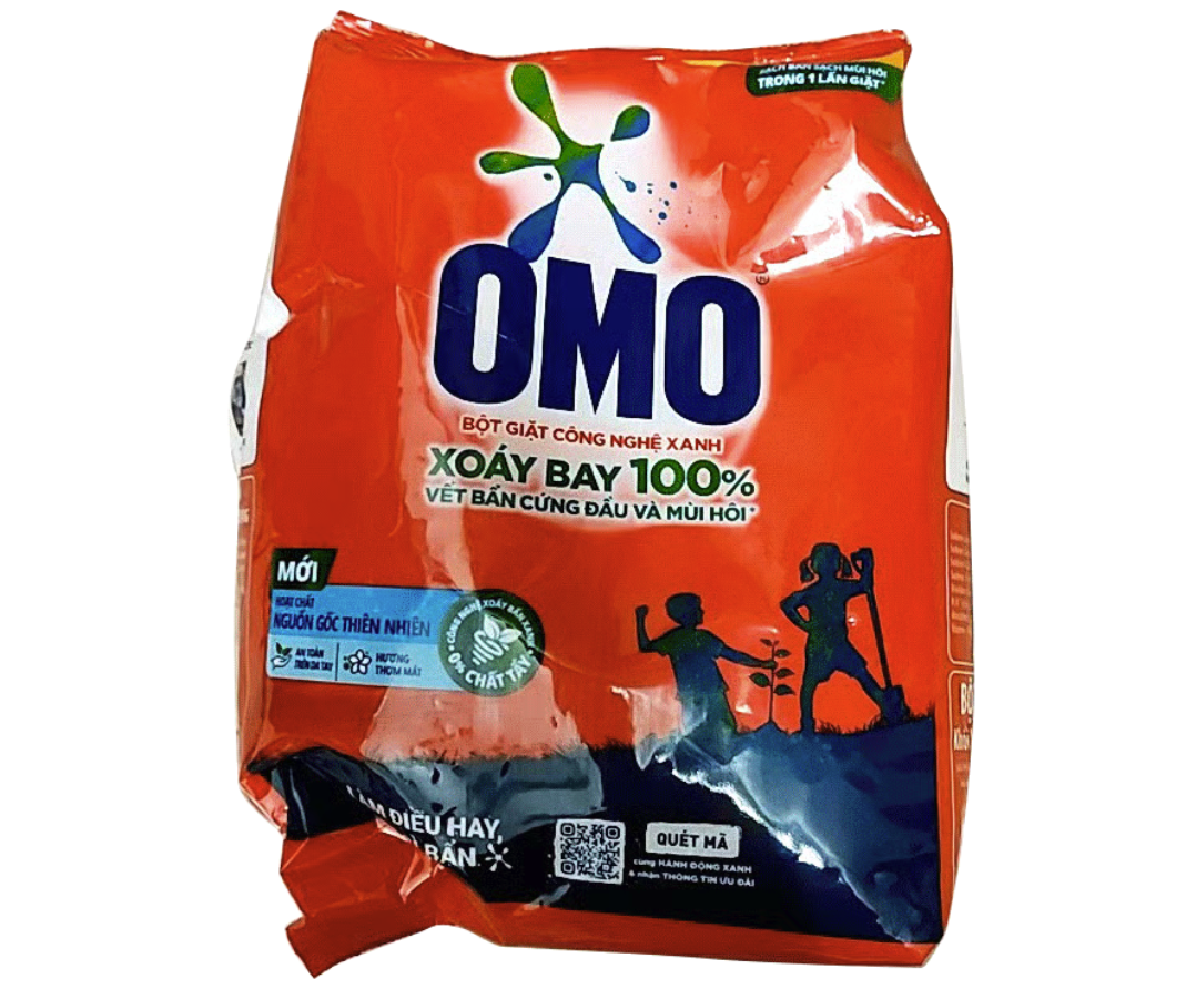Bột giặt Omo công nghệ xanh, công nghệ xoáy bẩn xanh nguồn gốc thiên nhiên túi 1.15kg