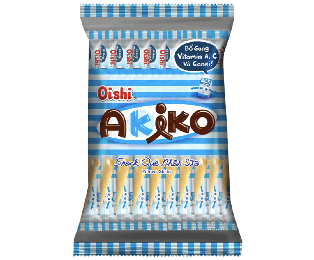 Snack AKIKO OISHI nhân sữa 20 que gói 160g