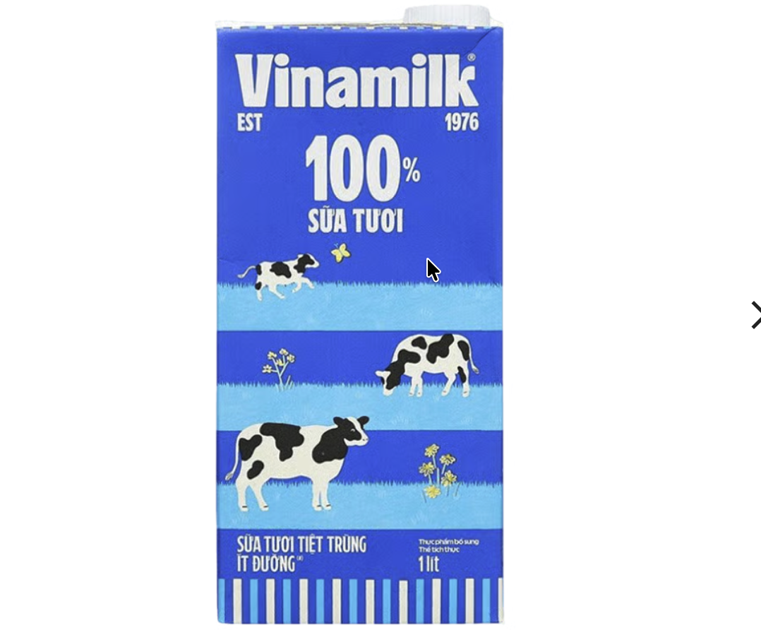Sữa tươi tiệt trùng VINAMILK 100% sữa tươi ít đường hộp 1L