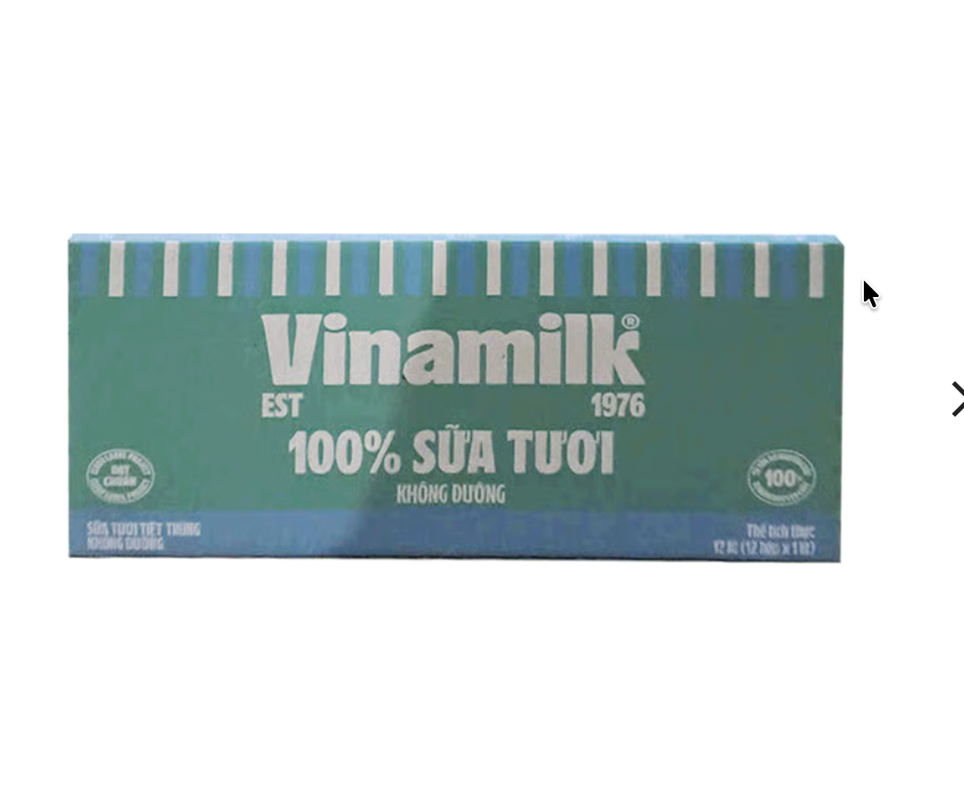 Sữa tươi tiệt trùng VINAMILK 100% sữa tươi không đường hộp 1L