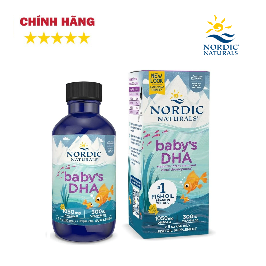 Nordic Naturals Baby DHA Bổ sung Omega 3 và Vitamin D3 cho bé, Mỹ (60ml)