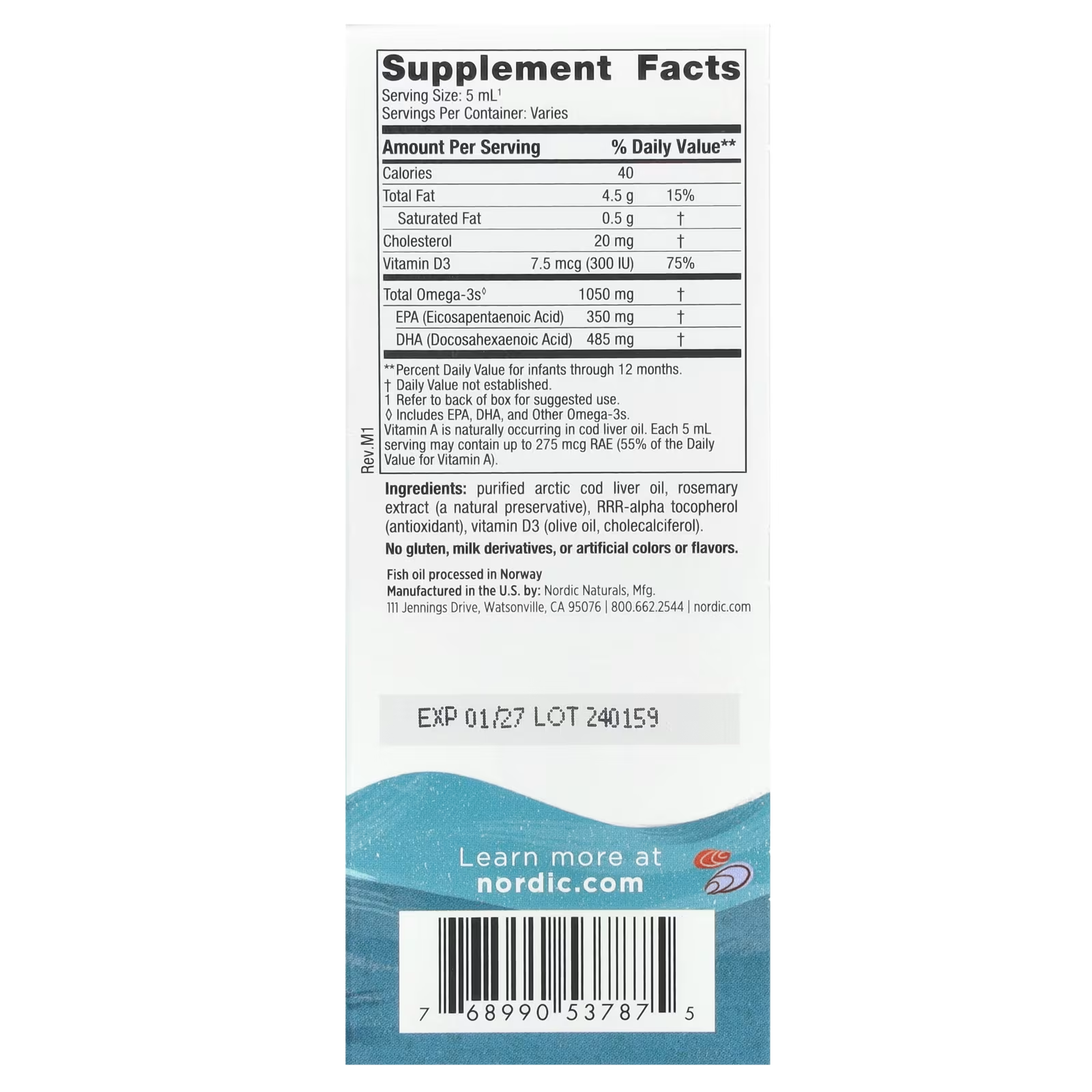Nordic Naturals Baby DHA Bổ sung Omega 3 và Vitamin D3 cho bé, Mỹ (60ml)