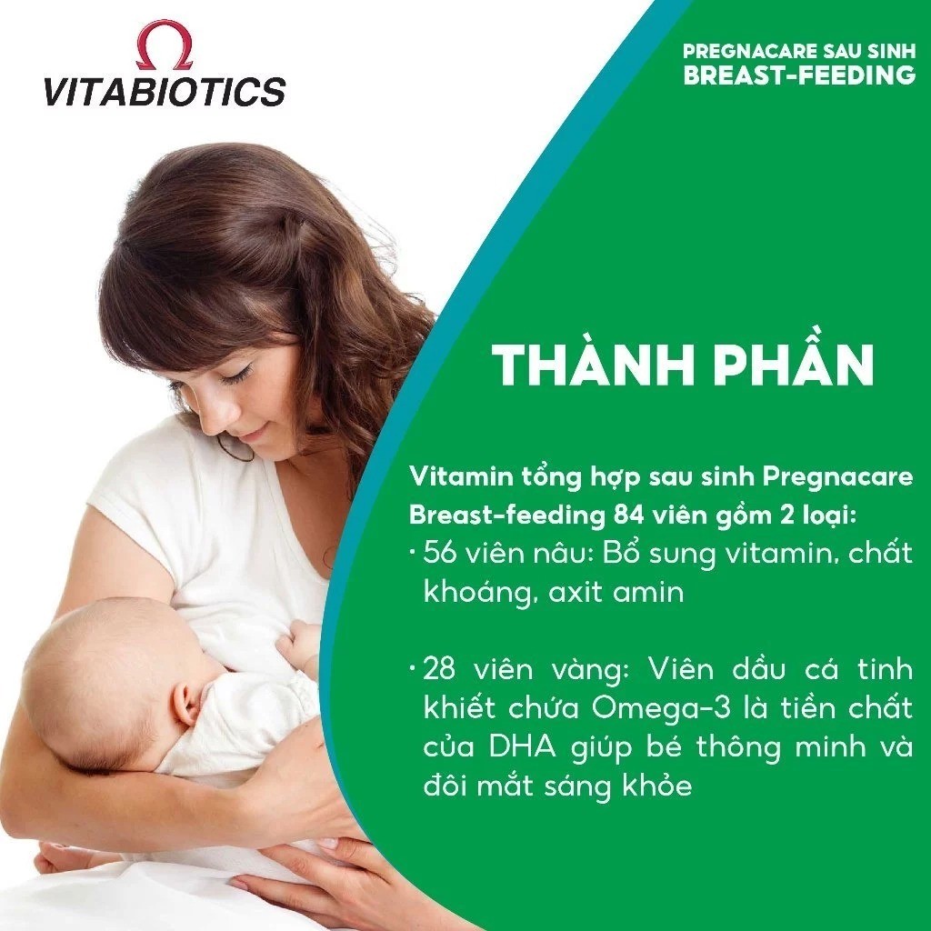 Vitabiotics Pregnacare Breast feeding Vitamin cho Mẹ nuôi con Bú UK (84v tem)