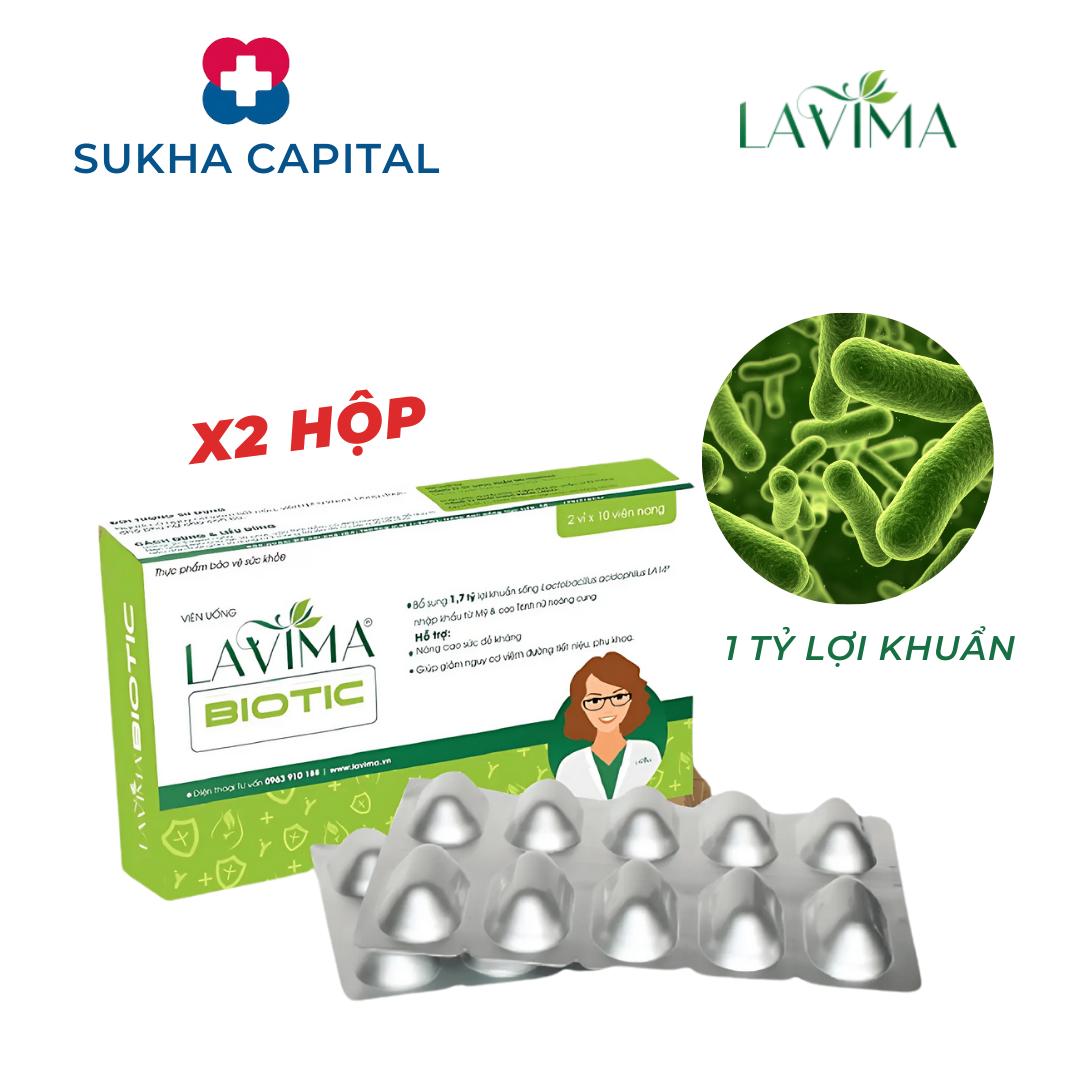 (COMBO 2 HỘP) Lavima Biotic Men vi sinh phụ khoa công nghệ Mỹ hỗ trợ vùng kín phụ nữ, Việt Nam (20v)