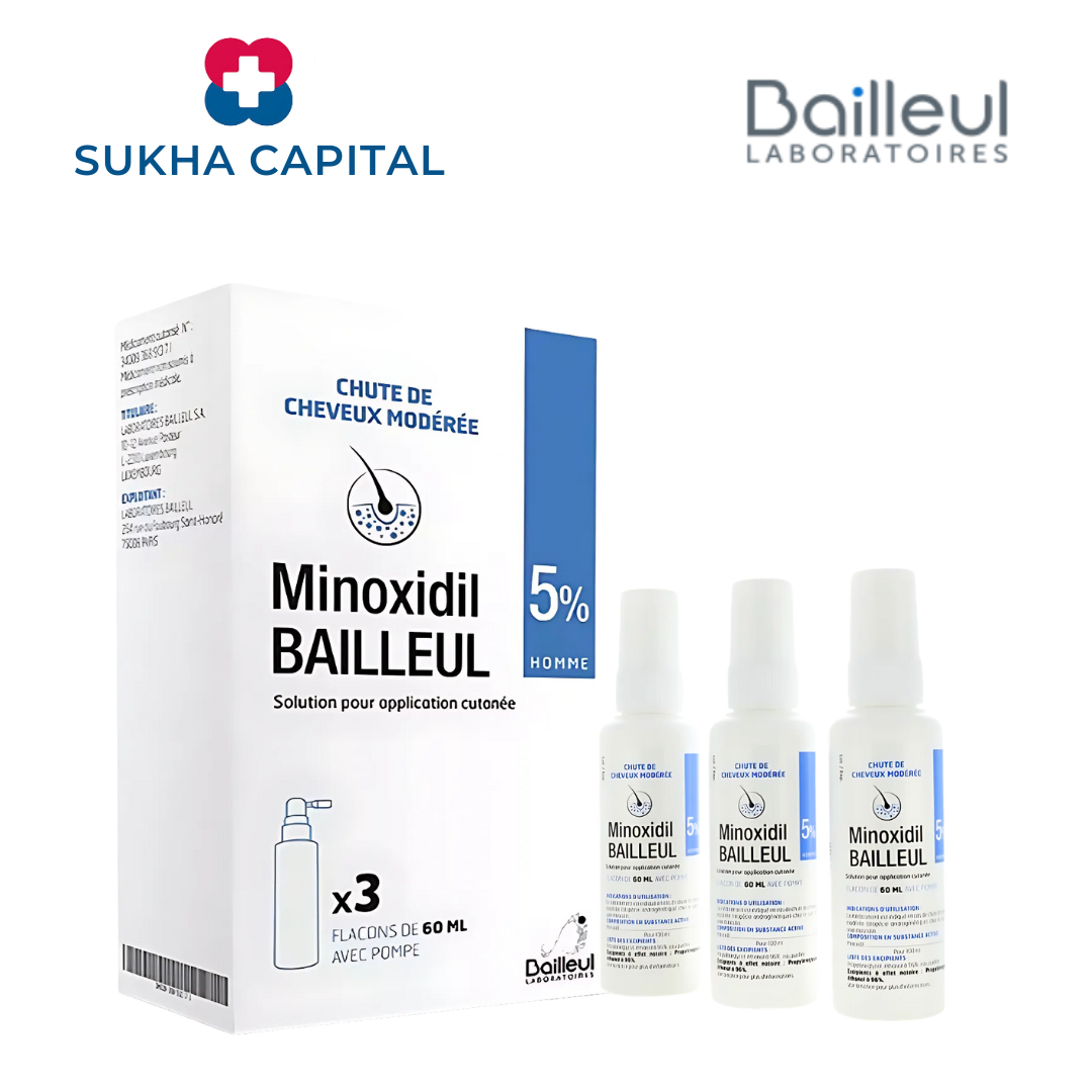 (3 LỌ) Minoxidil Bailleul 5% Xịt mọc tóc, Pháp (60ml)