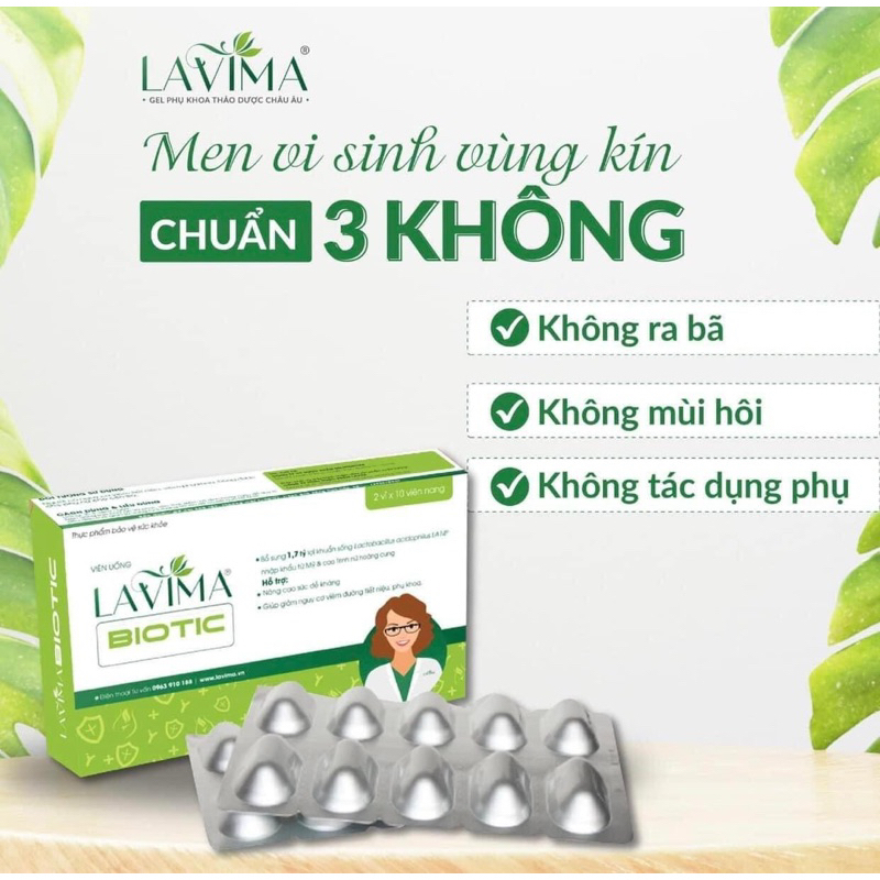 Lavima Biotic Men vi sinh phụ khoa công nghệ Mỹ hỗ trợ vùng kín phụ nữ, Việt Nam (20v)