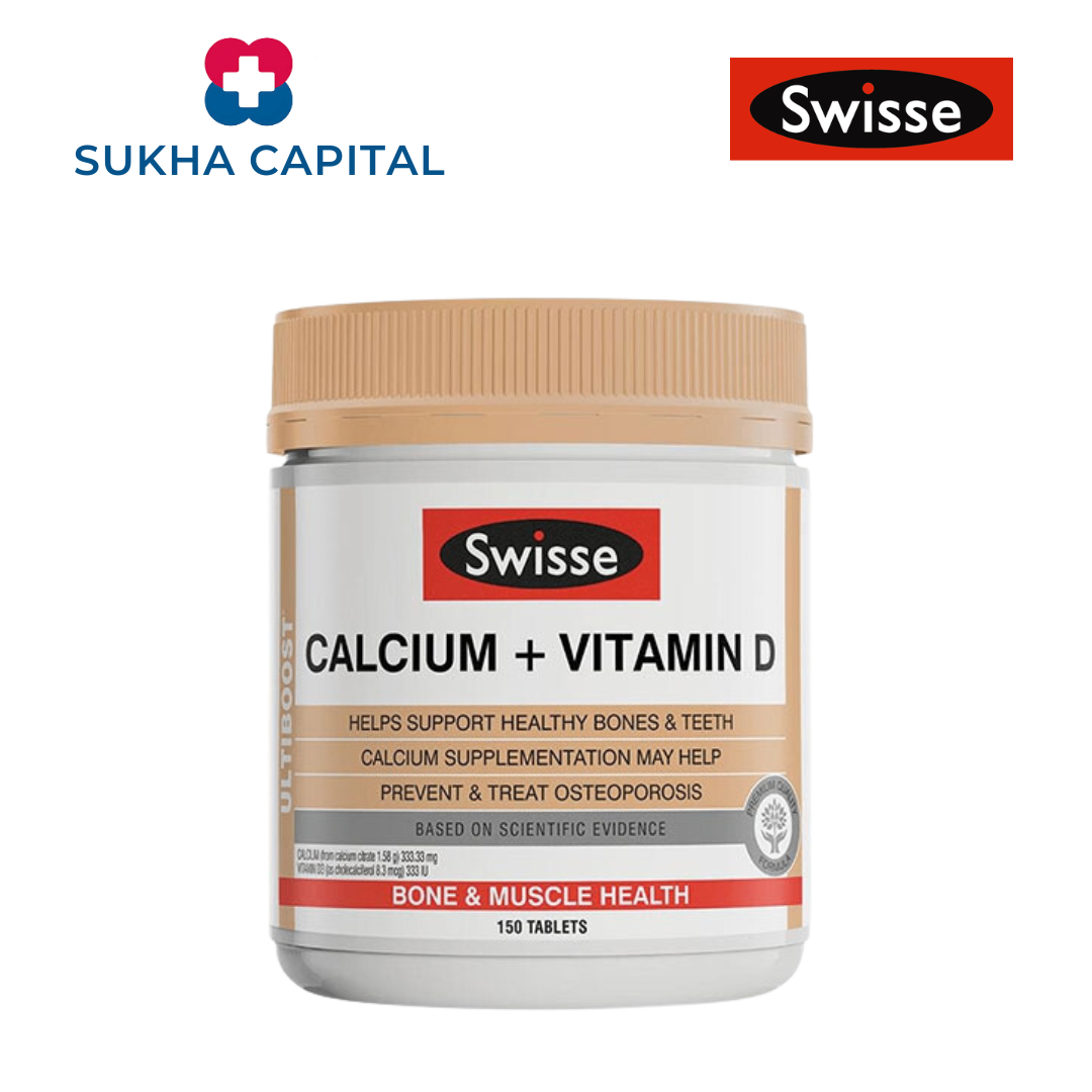 Swisse Ultiboost Calcium + Vitamin D Bổ sung canxi, vitamin D, Úc (150v)