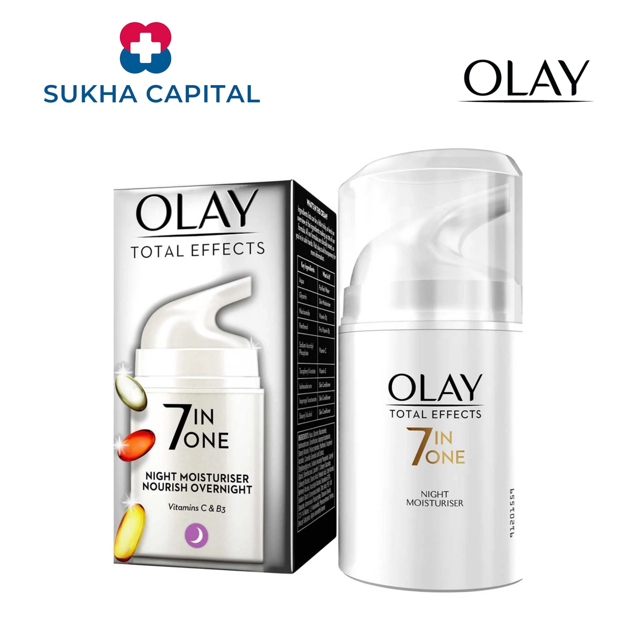 Olay Total Effects 7 In One Night Moisturiser Nourish Overnight Kem dưỡng ban đêm, Anh Quốc (50ml)