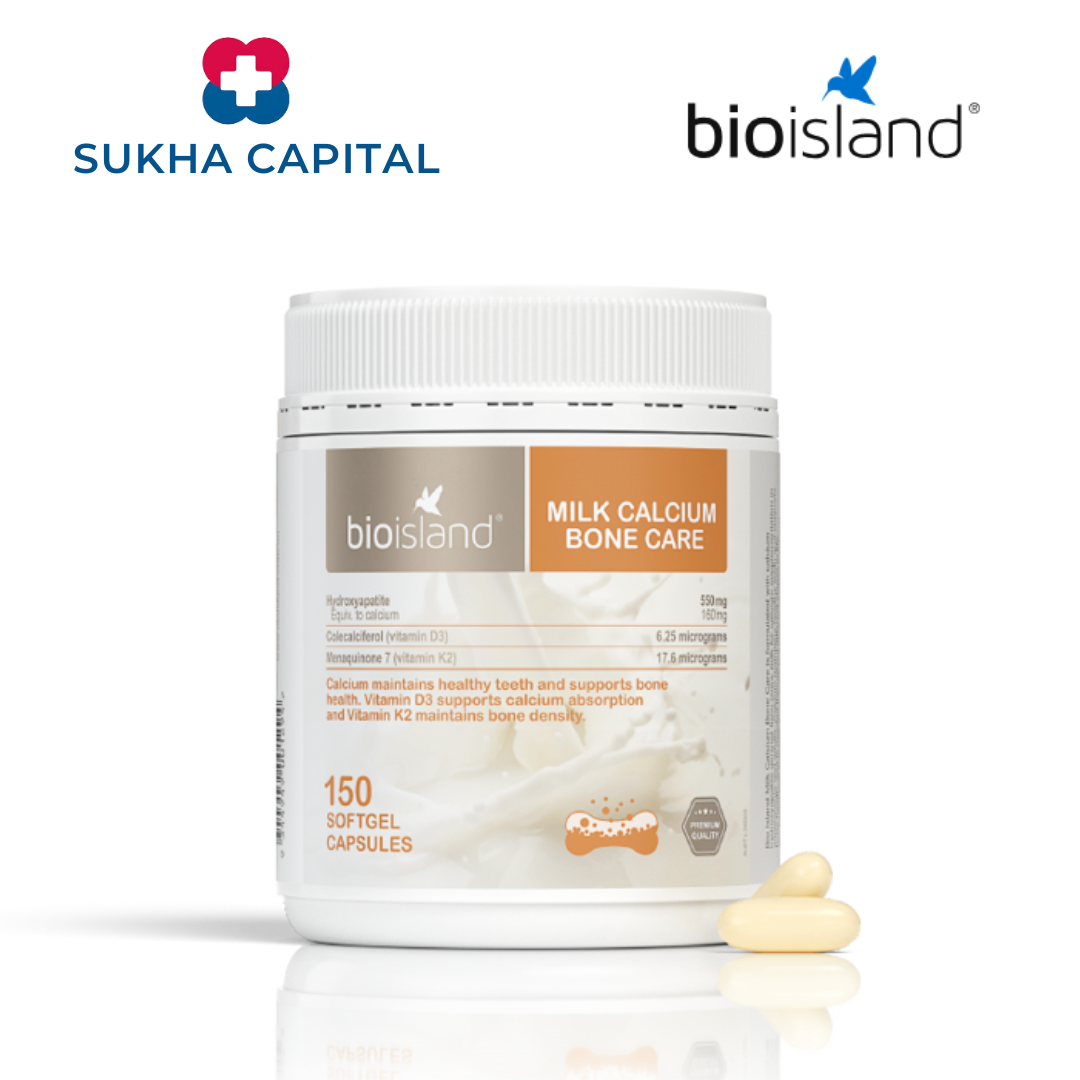 Bioisland Milk Calcium BoneCare Canxi sữa hữu cơ cho người lớn Úc (150v)